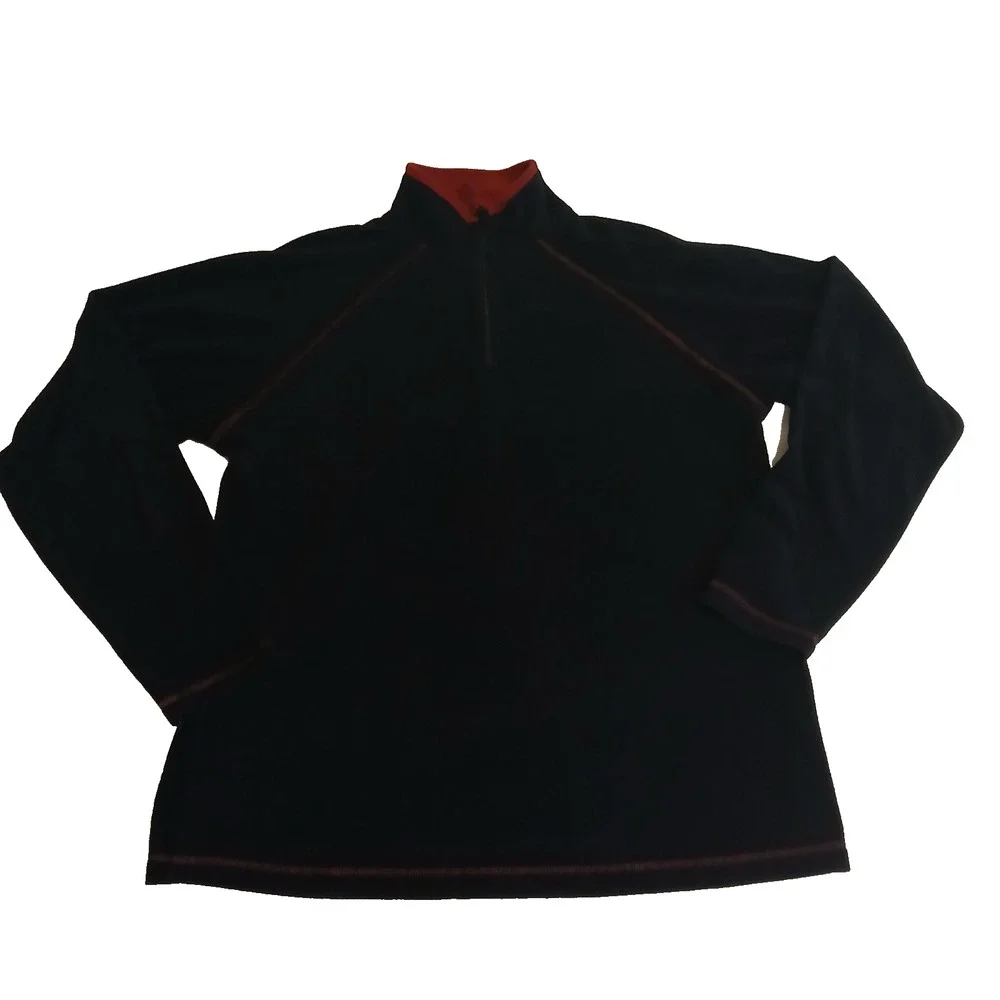 Weatherproof Mens L Black Quarter Zip Fleece Pullover Sweater Lightweight Casual